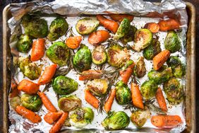 foil on sheet pan with roasted veggies
