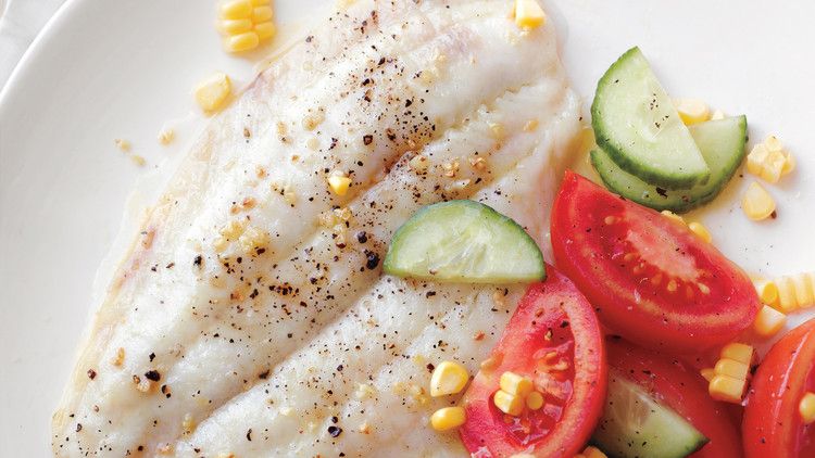 broiled fish with summer salad