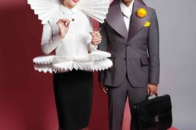 business attire with paper embellishments costumes