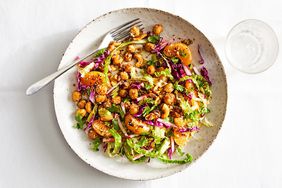 cashew-chickpea salad with cabbage slaw