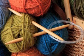 circular knitting needles and yarn