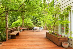 clean wooden deck in backyard