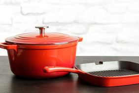 Red enameled cast iron pot, saucepan