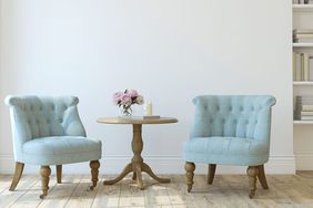 blue upholstered chairs in beautiful home