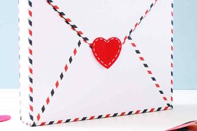 envelope valentine box with red heart