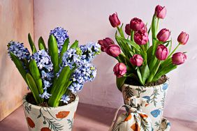 flower print linen pots and bag