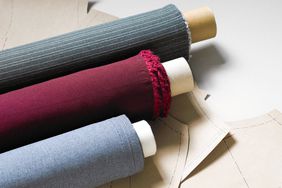 Rolls of fabric prepared for project