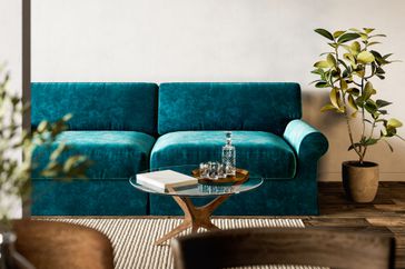 Turquoise velvet sofa
