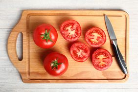 Sliced Tomatoes on cutting board