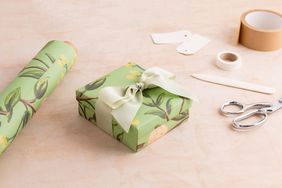 wrapping gift box with wrapping paper