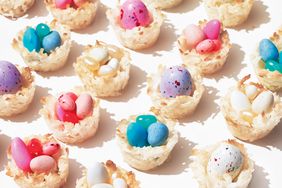 easter egg jelly beans in coconut nests