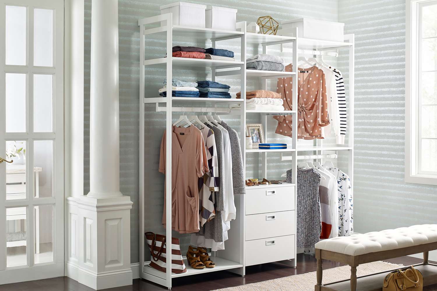 7-foot tall closet organization system