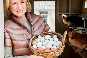 Martha holding basket of eggs