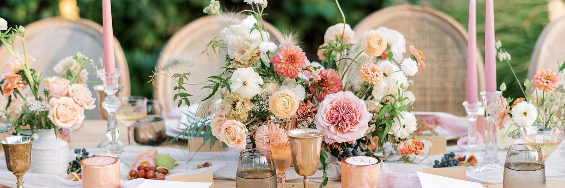 wedding table with floral centerpiece