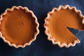 pumpkin pies with crimped crust