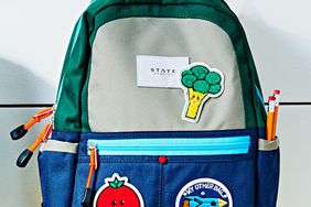 backpack with iron-on patches