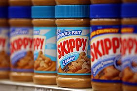 jars of skippy peanut butter on store shelf