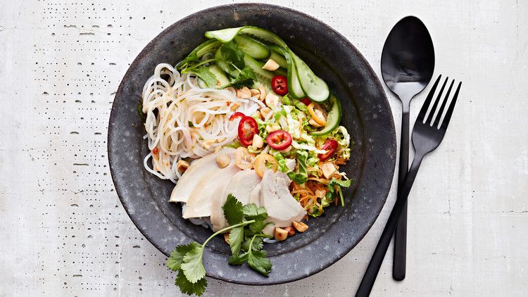 sweet-and-sour chicken-noodle bowl