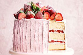 vanilla sponge cake with strawberry-meringue buttercream
