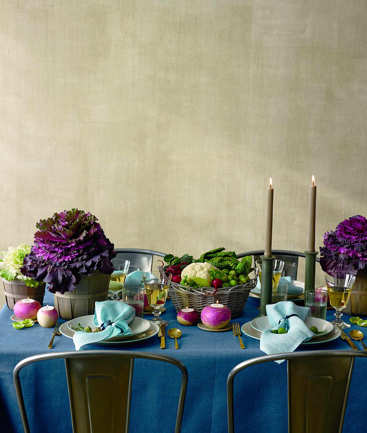 thanksgiving table setting turnip votives