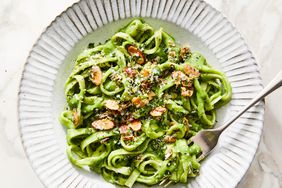 whole-wheat tagliatelle with creamy white-bean and kale sauce