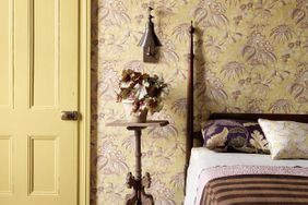 yellow and purple patterned wallpaper